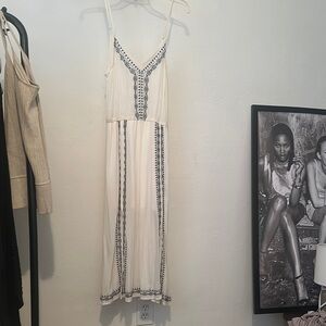 Cream Sleeveless V-Neck Sundress